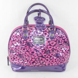 Loungefly Loves Hello Kitty Pink & Purple Leopard Print Domed Sathel Bowler Tote